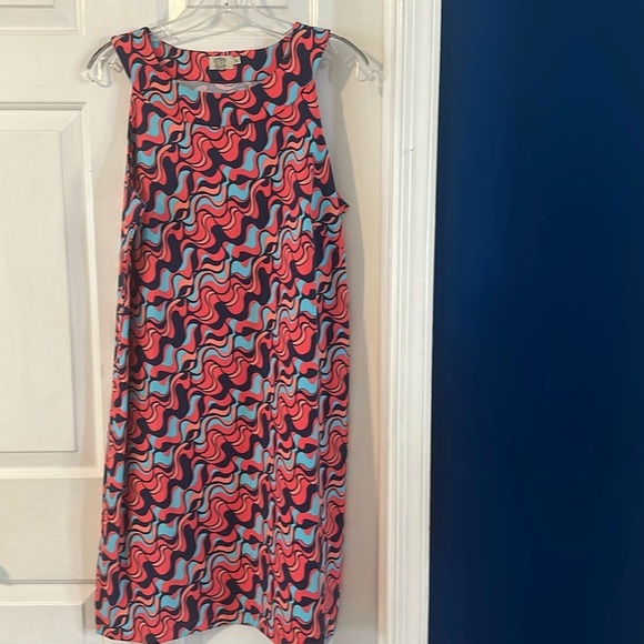 Women’s Katherine Way V-Neck Sleeveless Multi Color Nylon & Spandex Dress Sz XL - Picture 1 of 9